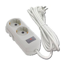 Подовжувач 2 гнізда на 5 метрів з заземленням з кнопкою білий Neomax 2/5м