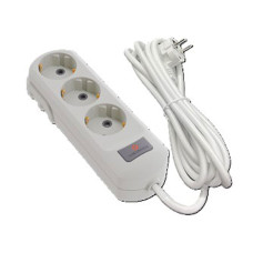 Подовжувач 3 гнізда на 3 метри з заземленням з кнопкою білий Neomax 3/3м