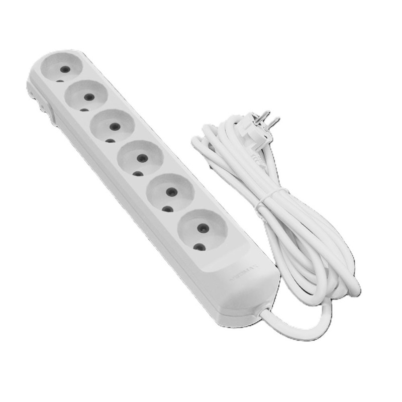Подовжувач 6 гнізд на 2 метри без заземлення білий Neomax 6/2м