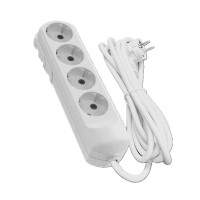 Подовжувач 4 гнізда на 2 метри з заземленням білий Neomax 4/2м