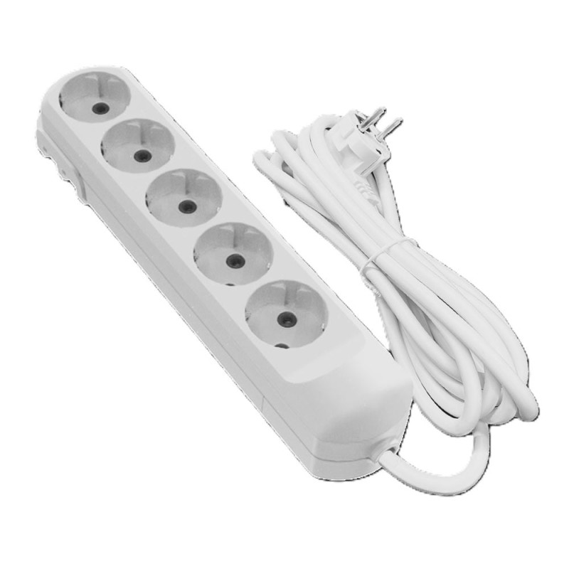 Подовжувач 5 гнізд на 5 метрів з заземленням білий Neomax 5/5м