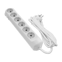 Подовжувач 6 гнізд на 5 метрів з заземленням білий Neomax 6/5м
