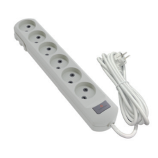 Подовжувач 6 гнізд на 5 метрів без заземлення з кнопкою білий Neomax 6/5м