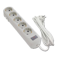 Подовжувач 5 гнізд на 3 метри з заземленням з кнопкою білий Neomax 5/3м