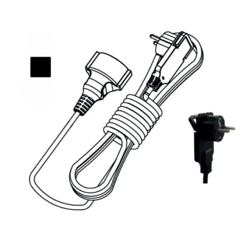 Подовжувач 1 гніздо на 25 метрів з заземленням (кутова плоска вилка з ручкою) чорний Neomax 1/25м