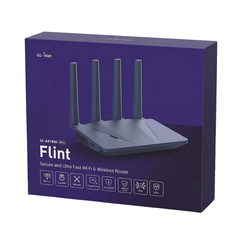WiFi 6 маршрутизатор GL.iNet Flint (GL-AX1800-EU) гігабітний дводіапазонний