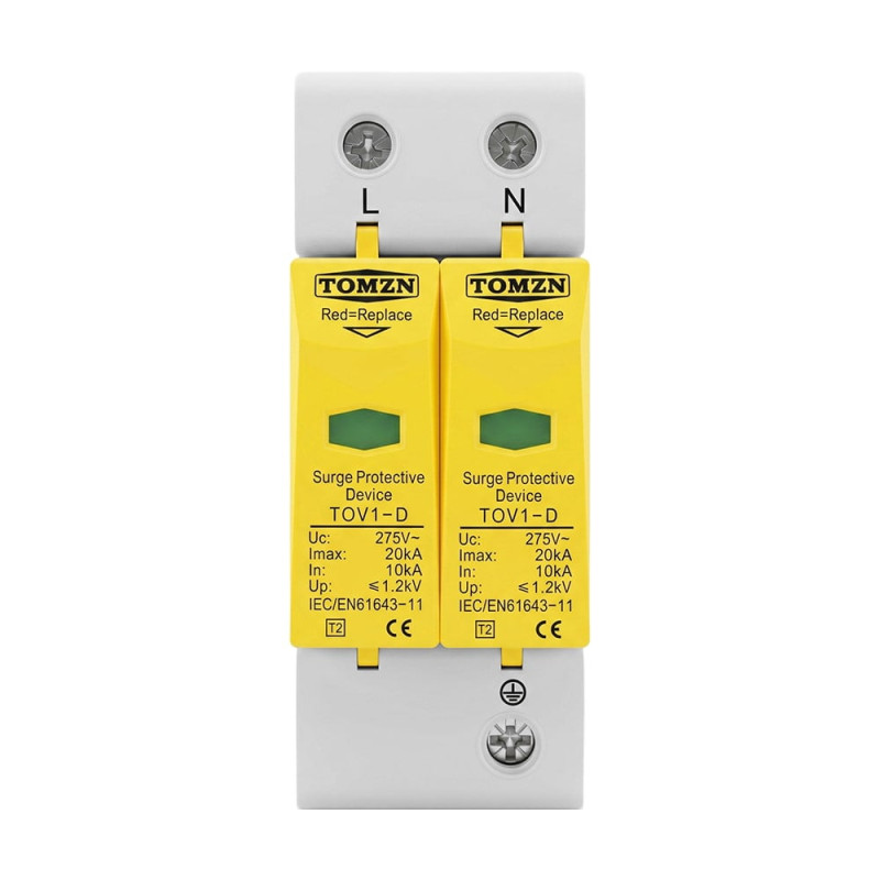 Обмежувач напруги TOMZN TOV1-20/2P 275V AC 10-20kA під DIN-рейку 2 полюси
