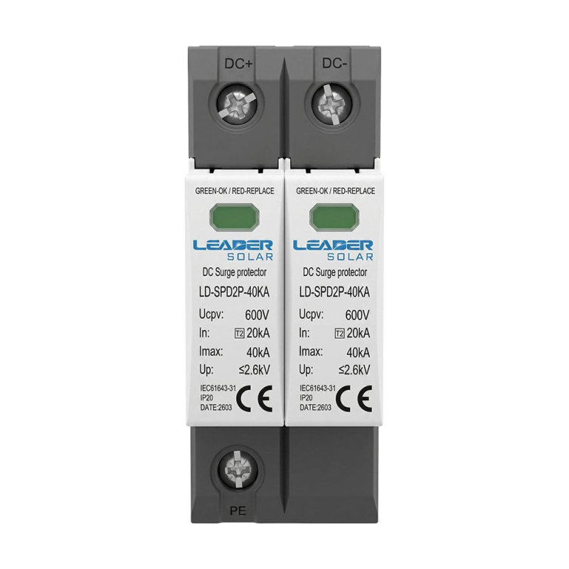 Обмежувач напруги Leader LD-SPD2P-40KA-600V DC під DIN-рейку