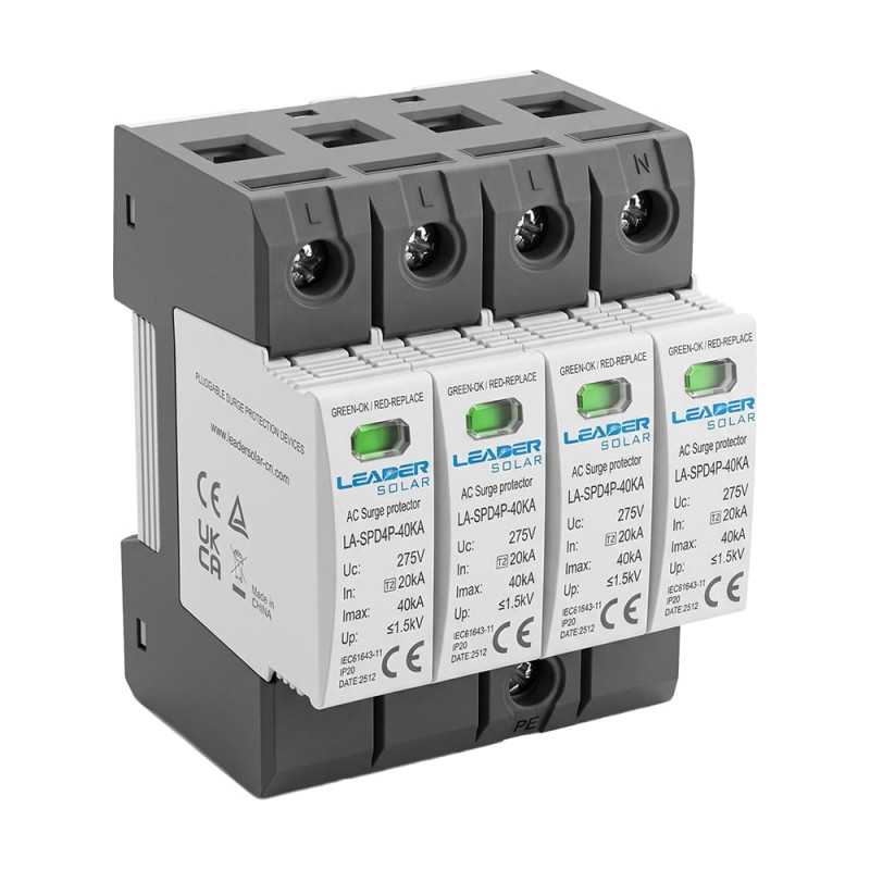 Обмежувач напруги Leader LA-SPD4P-40KA (3P+N) 275V AC під DIN-рейку