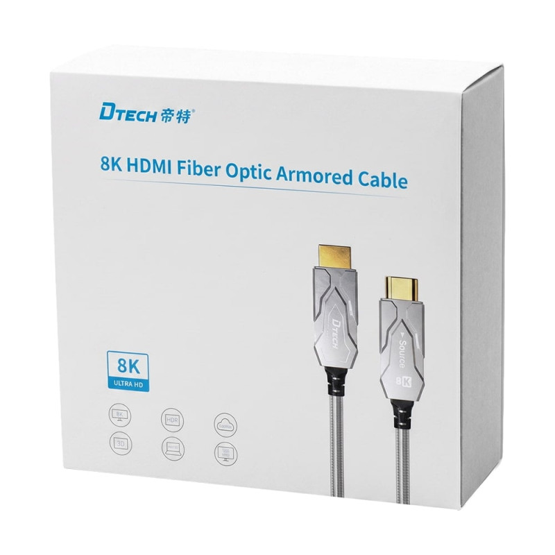 Кабель оптичний армований HDMI 2.1 80m Dtech DT-HF8080K