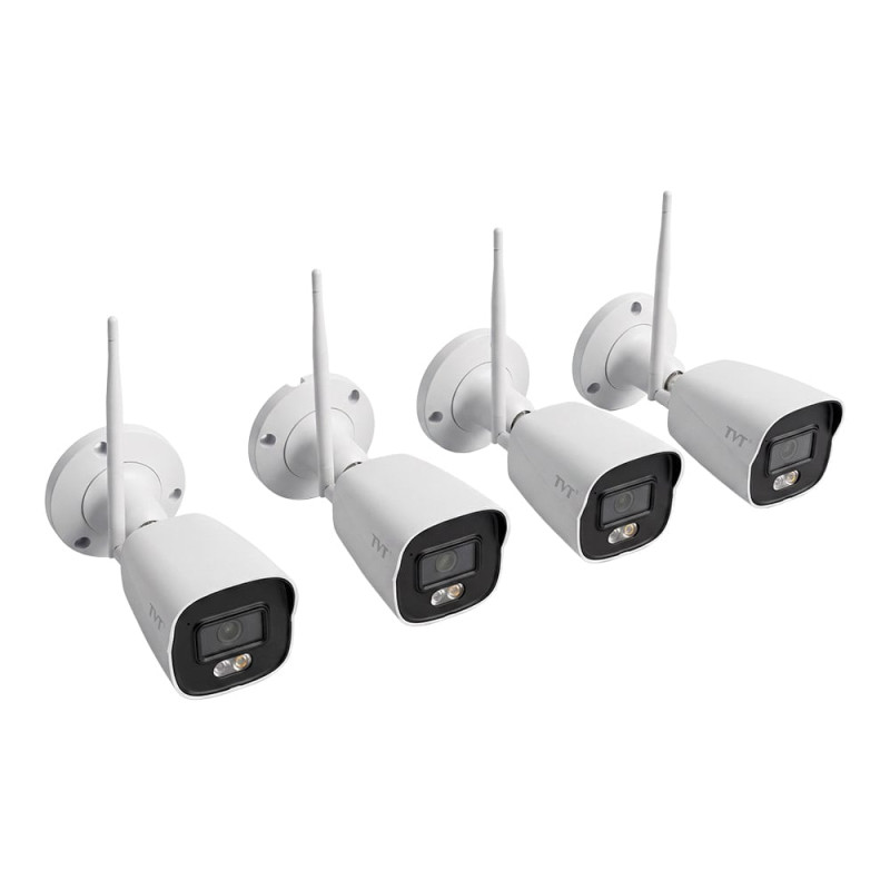 Комплект IP-відеонагляду з WiFi на 4 камери TVT TD-P0804W1-001: 4 циліндричні 4Mp WiFi IP-відеокамери + 8-канальний 8Mp WiFi IP-відеореєстратор
