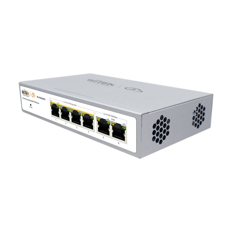 PoE-комутатор 6-портовий керований Wi-Tek WI-PCES306G V2 гігабітний, 4x1000Mbps PoE+, 2x1000Mbps Uplink, 60W, Cloud, ONVIF