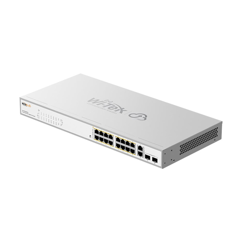 PoE-комутатор 20-портовий керований Wi-Tek WI-PCES320GFH гігабітний 16x1000Mbps PoE+, 2x1000Mbps Uplink, 2xSFP, 130W, Cloud, ONVIF