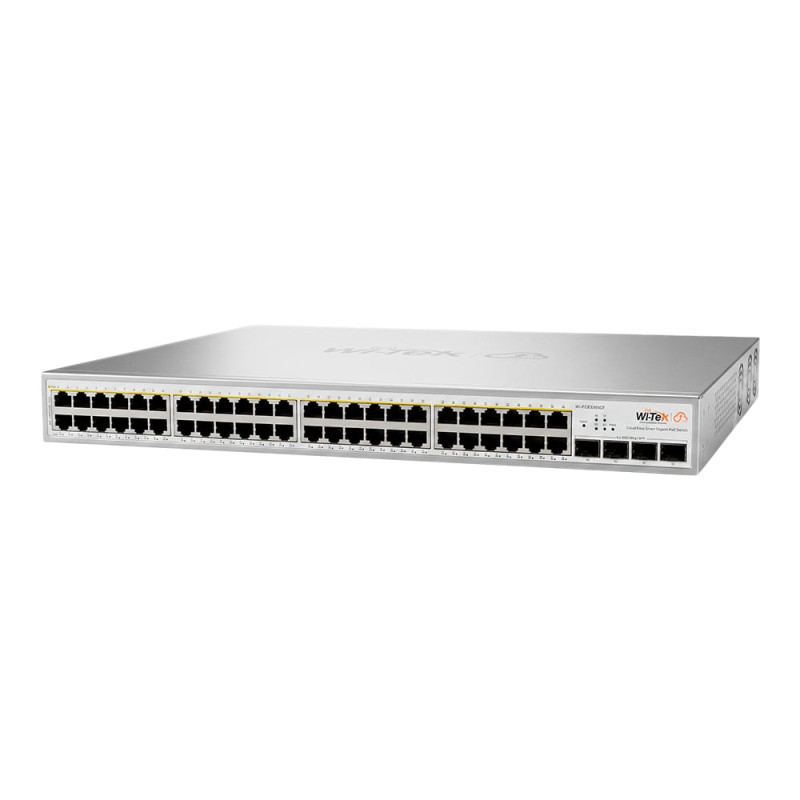PoE-комутатор 52-портовий керований Wi-Tek WI-PCES352GF гігабітний 48x1000Mbps PoE+, 4xSFP, 370W, Cloud, ONVIF
