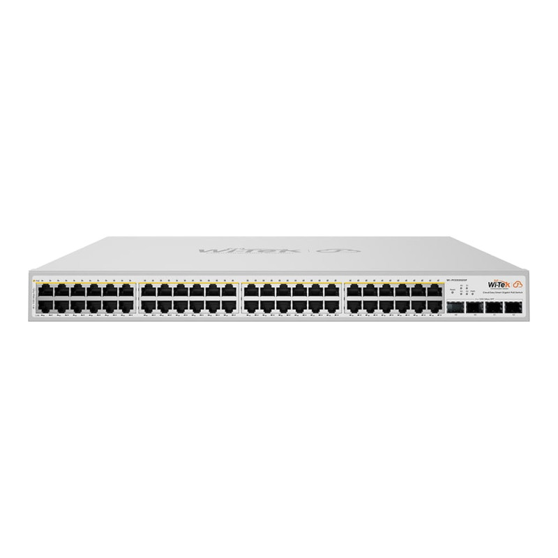 PoE-комутатор 52-портовий керований Wi-Tek WI-PCES352GF гігабітний 48x1000Mbps PoE+, 4xSFP, 370W, Cloud, ONVIF
