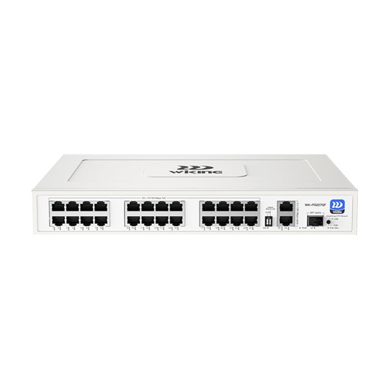 PoE-комутатор 27-портовий некерований Wiking WK-PS227GF, 24x100Mbps PoE, 2x1000Mbps Uplink, 1x1000Mbps SFP, 270W