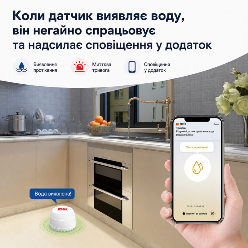 Бездротовий автономний датчик затоплення з WiFi Trinix TRX-WL06(WiFi)