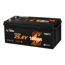 Акумуляторна батарея літій-залізо-фосфатна з Bluetooth 25.6В 100А*год LiFePO4 LiTime L24V100-100-BASIC-BT-8-A160