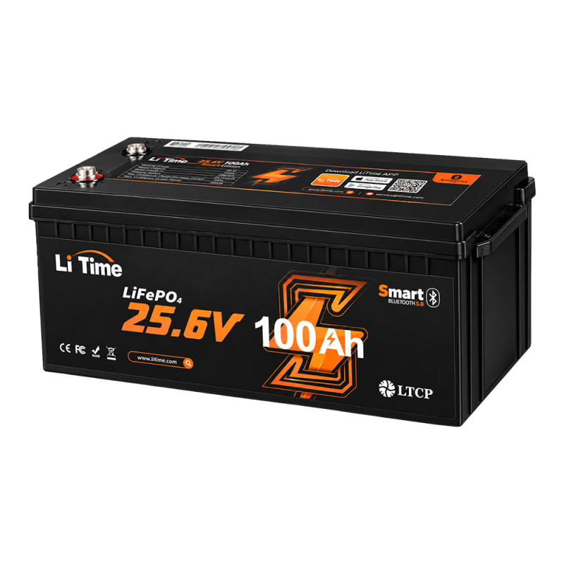 Акумуляторна батарея літій-залізо-фосфатна з Bluetooth 25.6В 100А*год LiFePO4 LiTime L24V100-100-BASIC-BT-8-A160