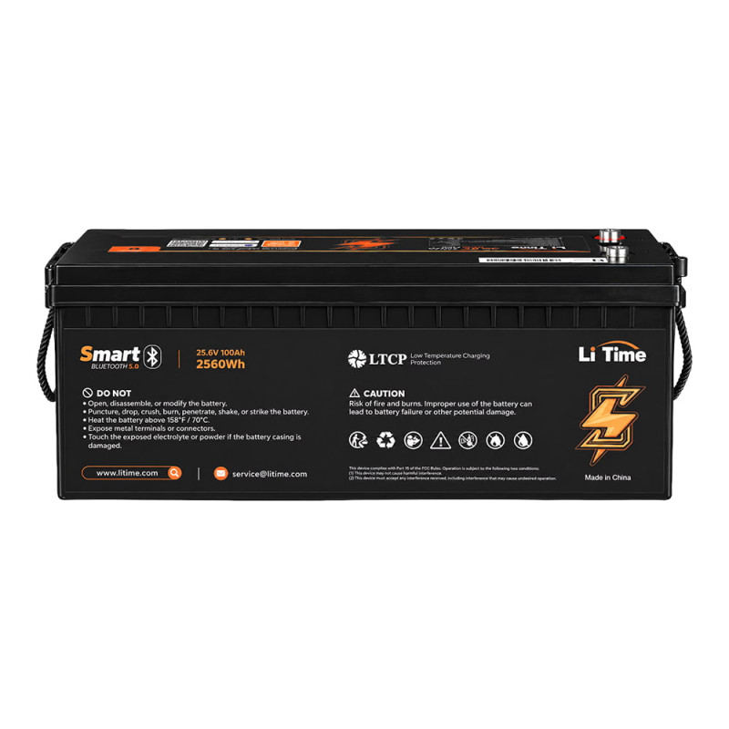 Акумуляторна батарея літій-залізо-фосфатна з Bluetooth 25.6В 100А*год LiFePO4 LiTime L24V100-100-BASIC-BT-8-A160