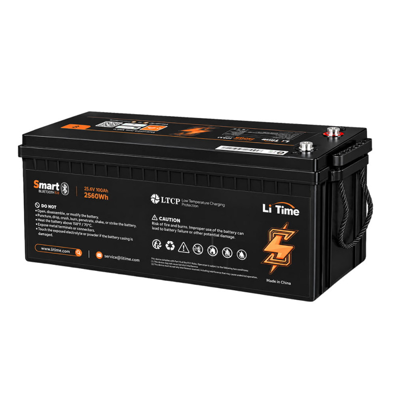 Акумуляторна батарея літій-залізо-фосфатна з Bluetooth 25.6В 100А*год LiFePO4 LiTime L24V100-100-BASIC-BT-8-A160
