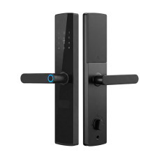 Замок біометричний автономний Trinix TRL-5404BTF Black L/R з Bluetooth, зчитувачем відбитків пальців і карт Mifare