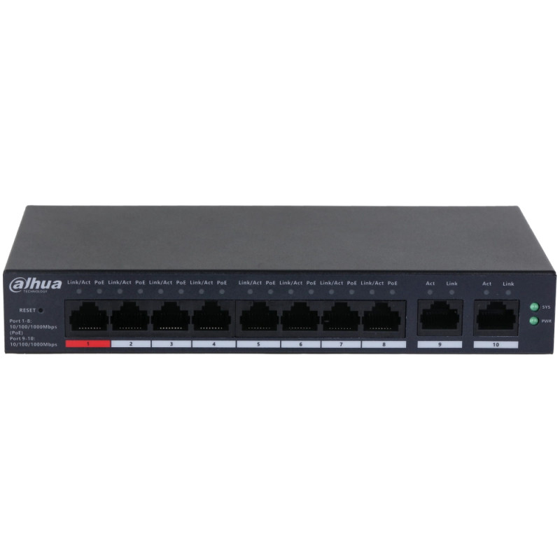Керований PoE-комутатор Dahua DHCS4010-8GT-110 з 8 портами PoE