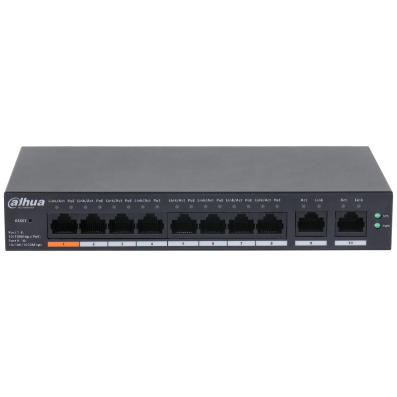 Керований PoE-комутатор Dahua DH-CS4010-8ET-60 з 8 портами PoE