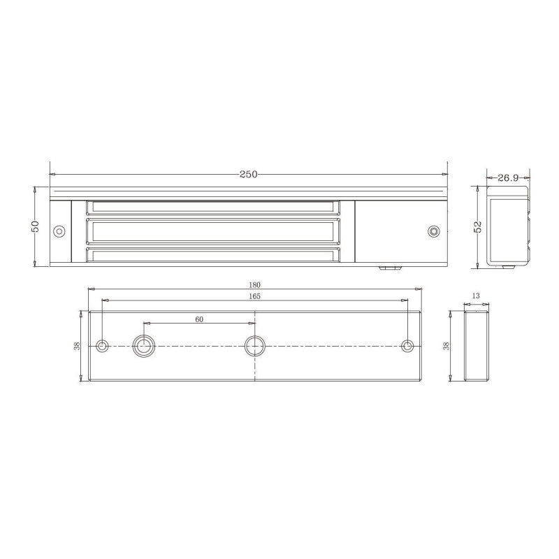 Замок електромагнітний 280 кг SEVEN ML-7750 black