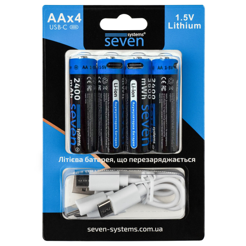 Аккумуляторная батарейка SEVEN AA 1.5V Li-ion 4 шт
