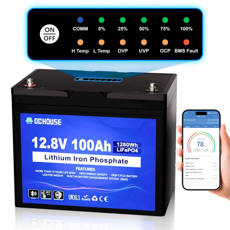Комплект резервного живлення SEVEN I-7964 1200ВА/1000Вт з АКБ LiFePO4 DC HOUSE 12.8V 100Ah Bluetooth
