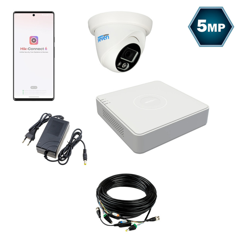 Комплект відеоспостереження Hikvision на 1 аналогову TVI 5 Мп камери HK-7111OW-5MP