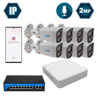 Комплект IP-видеонаблюдения Hikvision на 8 цилиндрических 2 Мп IP-камер HK-IP7128OW-2MP