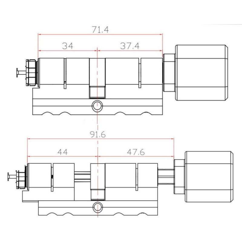 Умный дверной биометрический замок (цилиндр) SEVEN LOCK SL-7774BF black (35-90 мм)