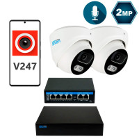 Комплект відеоспостереження на 2 купольні 2 Мп IP-камери SEVEN IP-7212W2-2MP