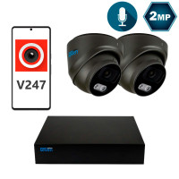 Комплект видеонаблюдения на 2 купольные 2 Мп IP-камеры SEVEN IP-7212B2P4-2MP
