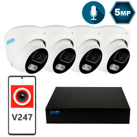 Комплект відеоспостереження на 4 купольні 5 Мп IP-камери SEVEN IP-7215W4P4-5MP