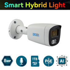 IP-відеокамера 8 Мп SEVEN IP-7228PA-DL white 2,8 мм з розумним подвійним підсвічуванням