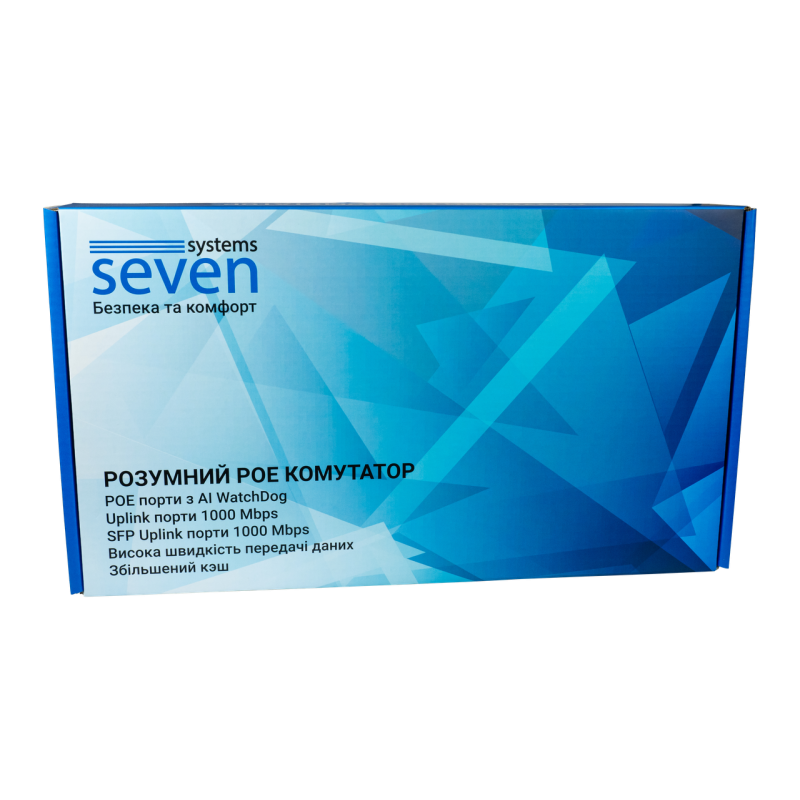 PoE комутатор 24 порти SEVEN P-73224G-2SFP (POE: 24, UP: 2 Combo G / SFP)
