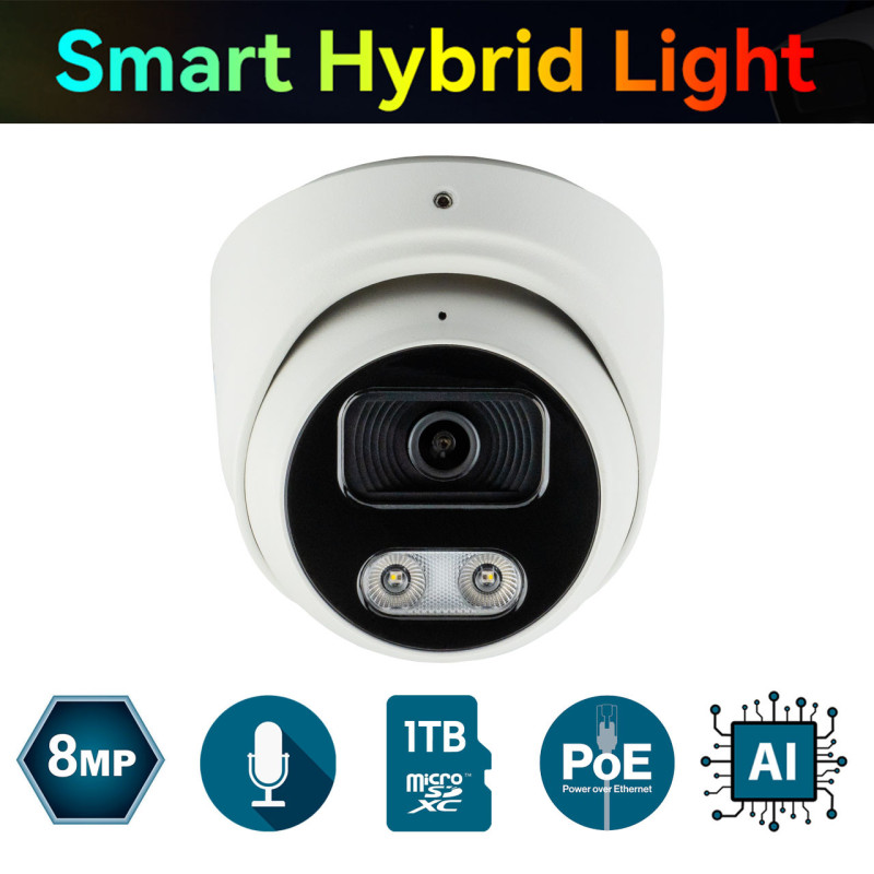 IP-відеокамера 8 Мп SEVEN IP-7218PA-DL white 2,8 мм з розумним подвійним підсвічуванням