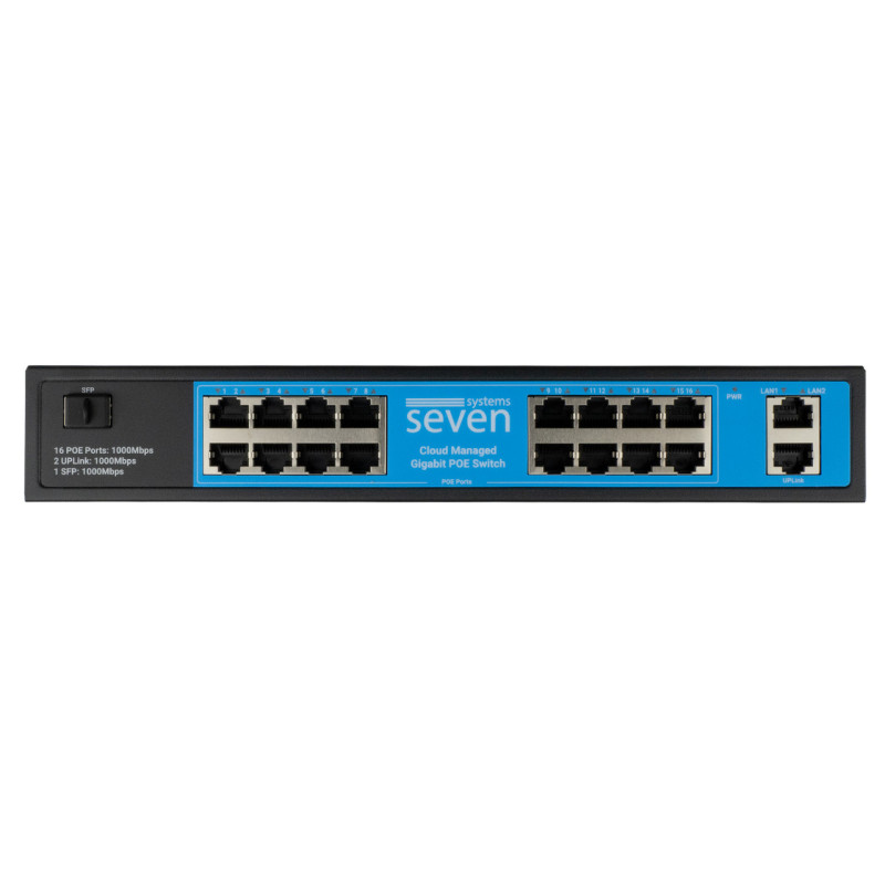 Хмарно керований гігабітний 19-ти портовий PoE комутатор SEVEN GPS316 (Cloud POE: 16G, UP: 2G+1SFP)