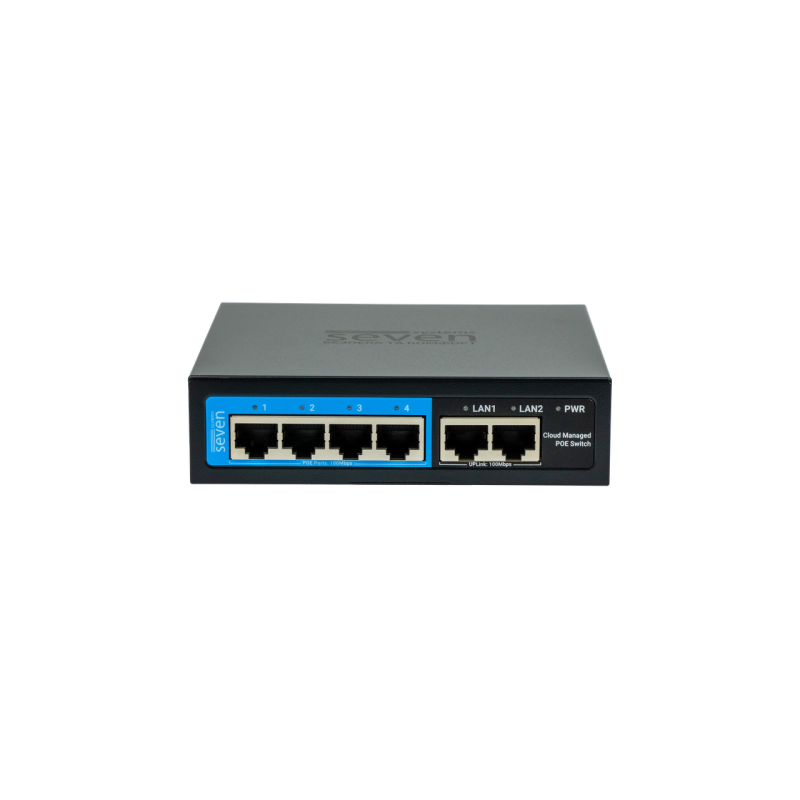 Хмарно керований 6-ти портовий PoE комутатор SEVEN PS204D (Cloud POE: 4, UP: 2)