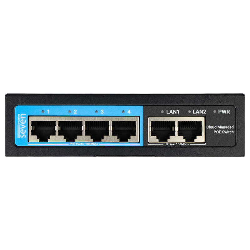 Хмарно керований 6-ти портовий PoE комутатор SEVEN PS204D (Cloud POE: 4, UP: 2)