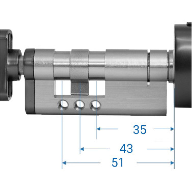 Розумний дверний біометричний замок (циліндр) SEVEN LOCK SL-7773BF black (40-106 мм)