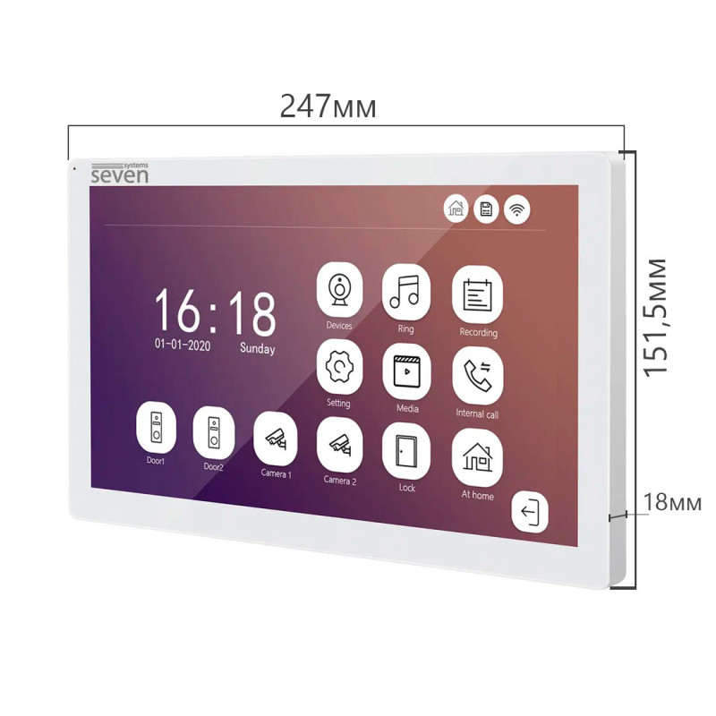 IP-відеодомофон 10 дюймів з Wi-Fi SEVEN DP-7517FHDW - IPS white