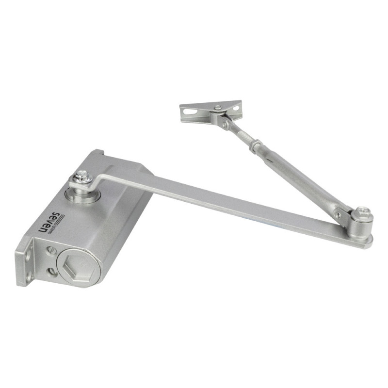 Дотягувач дверей 40-65 кг SEVEN DC-7742HP silver (механізм фіксації дверей)