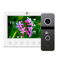 Комплект відеодомофону NeoLight Kappa+ HD WF white 7 дюймів та панелі виклику NeoLight SOLO FHD Graphite