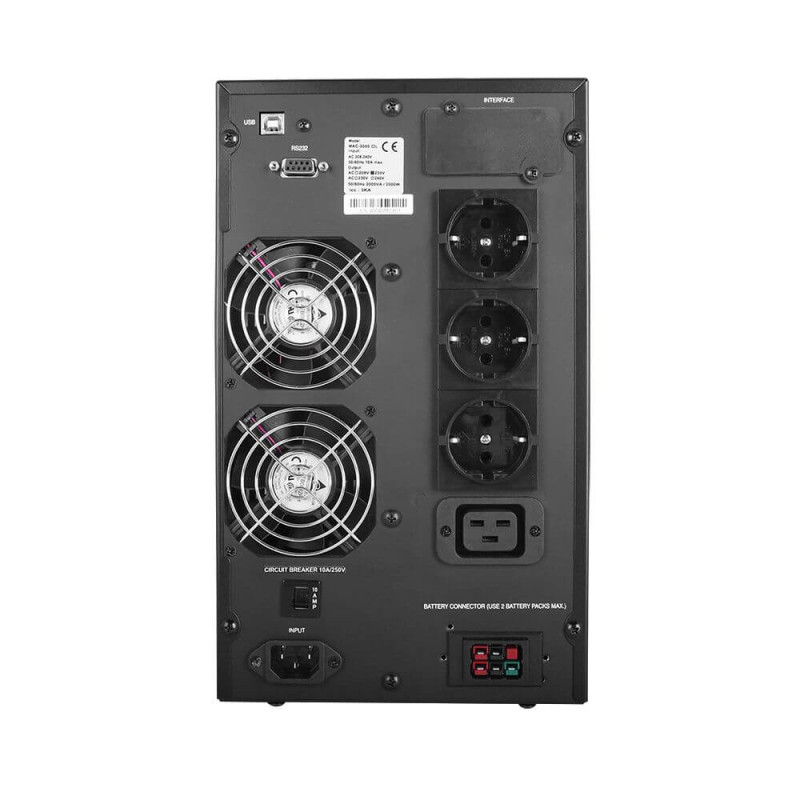 Джерело безперебійного живлення Powercom MAC-2000 Schuko 2000ВА / 2000Вт онлайн з чистою синусоїдою
